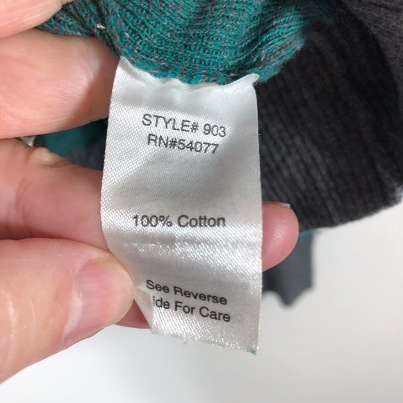 CAbi 🔥SALE🔥 CAbi green polka dot with gray trim button front cardigan. LH - Picture 6 of 8